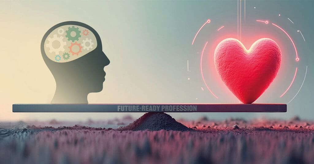 Scales balancing head and heart in the future of the proposal profession